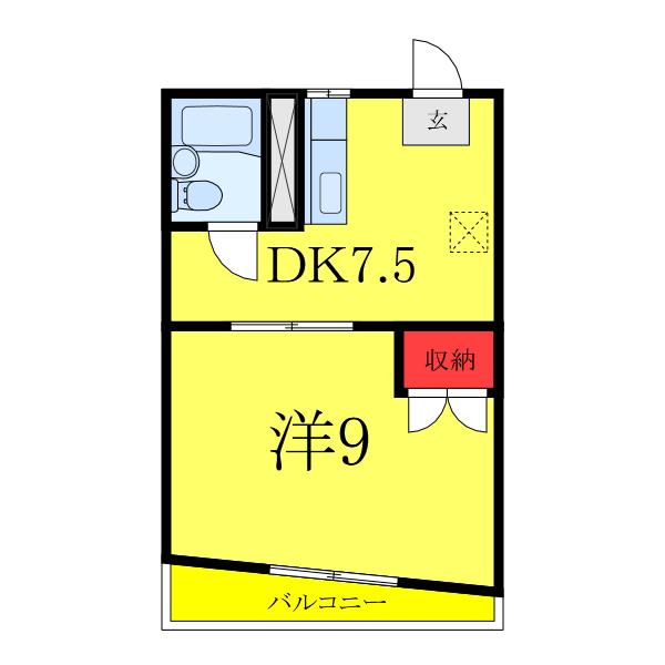 横川ビル(1DK/4階)の間取り写真