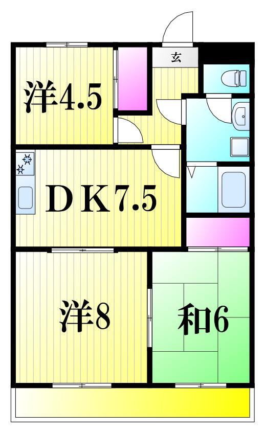 第二田口ビル(3DK/3階)の間取り写真