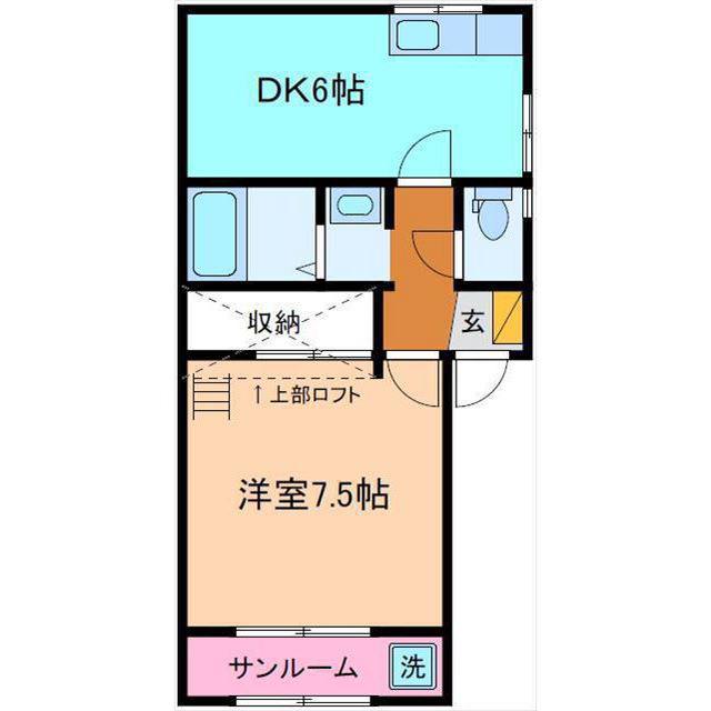 パル・パティオKII(1DK/1階)の間取り写真