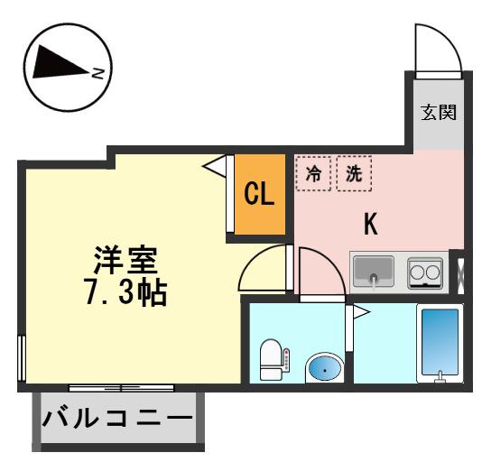 ベルシード京成小岩(1K/4階)の間取り写真