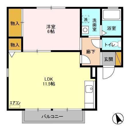 ミニコスモAB(1LDK/2階)の間取り写真