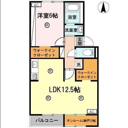 グリーンセトルB(1LDK/2階)の間取り写真