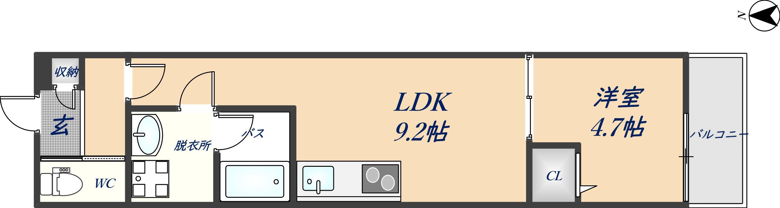 ルクレール菱屋(1LDK/2階)の間取り写真