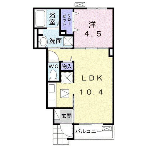 プランドール(1LDK/1階)の間取り写真