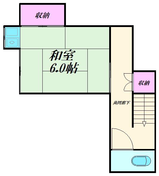 高橋荘(ワンルーム/1階)の間取り写真