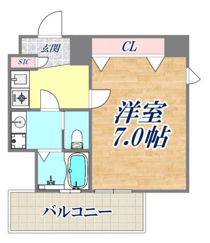 キューブコート(1K/3階)の間取り写真