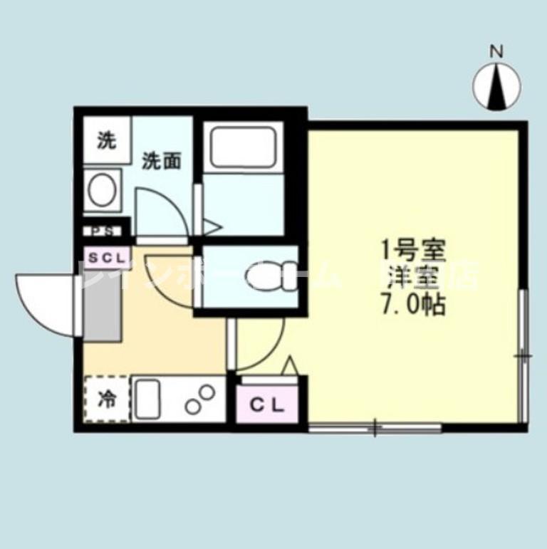 ベイルームハイム大和中央A(1K/1階)の間取り写真