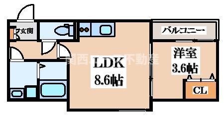 D PORTA REFINARD(1LDK/2階)の間取り写真