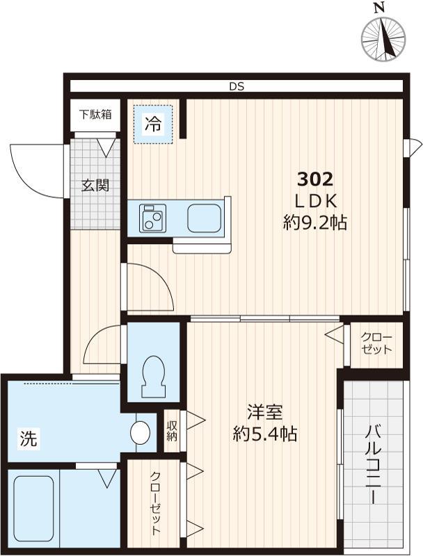 フィカーサ 神領堀(1LDK/3階)の間取り写真
