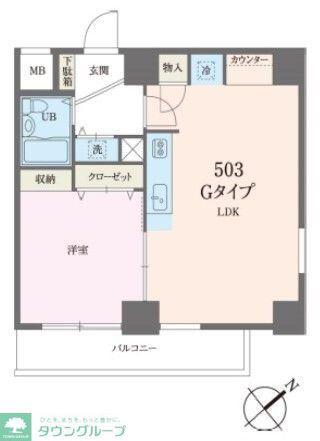 ベルトピア新松戸第2(1LDK/5階)の間取り写真