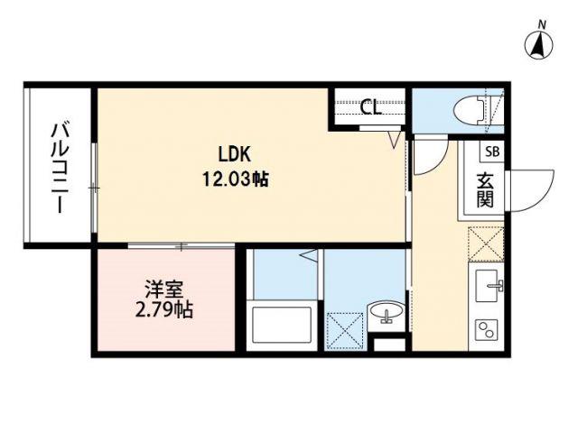 CASA VIVACE 北野田(1LDK/1階)の間取り写真