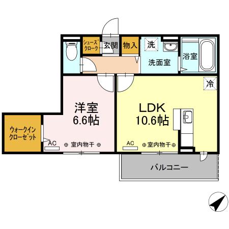 グロリア(1LDK/2階)の間取り写真