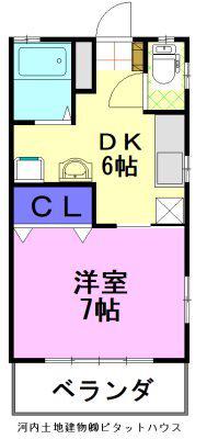 ニュー清住A棟(1DK/4階)の間取り写真