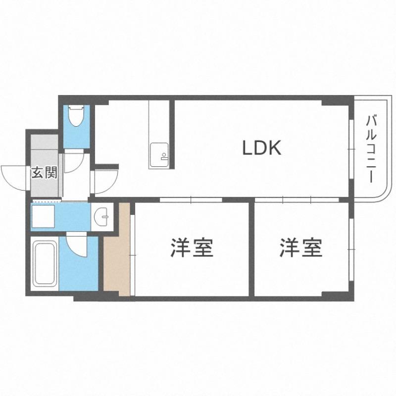 ウエルス藻岩(2LDK/3階)の間取り写真