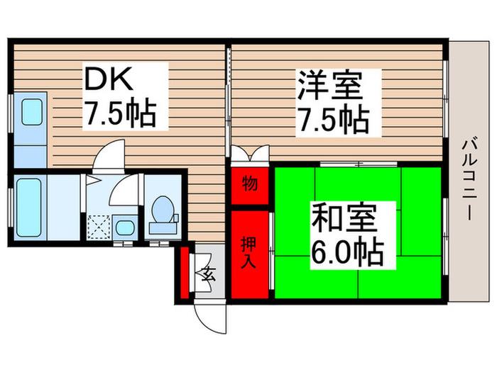 シャトルナカケイ(2DK/2階)の間取り写真