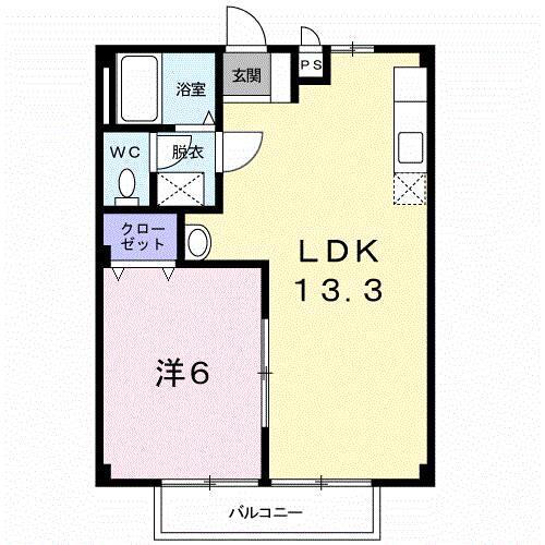 メゾン栄A(1LDK/1階)の間取り写真