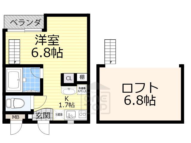 MSハウス(ワンルーム/2階)の間取り写真