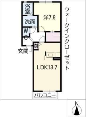 ルミエール青山(1LDK/1階)の間取り写真