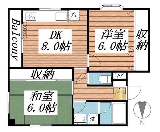 森本マンション(2DK/1階)の間取り写真