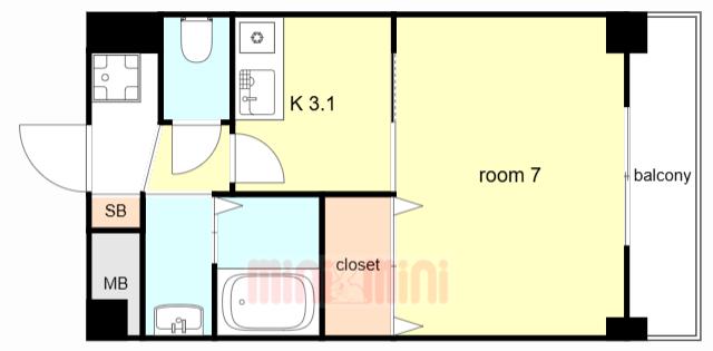 ポコアポコ明石鍛治屋町3(1K/5階)の間取り写真