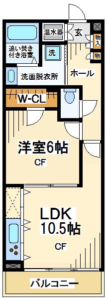 ソレイユ烏山(1LDK/2階)の間取り写真