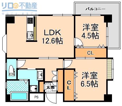 シャトー日光園(2LDK/2階)の間取り写真