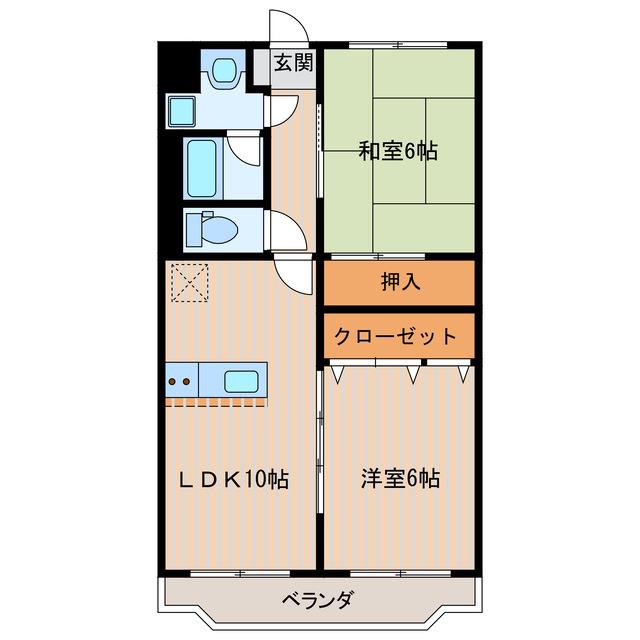 フリーデン(2LDK/1階)の間取り写真