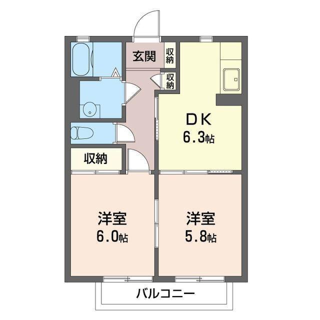 ハイム壱番館(2DK/1階)の間取り写真