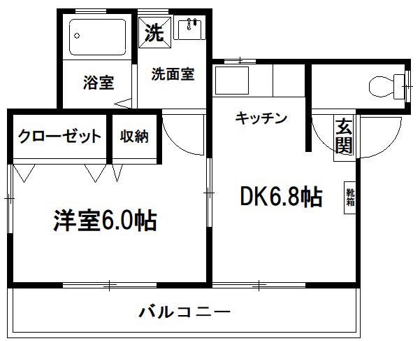 山田荘(1DK/2階)の間取り写真