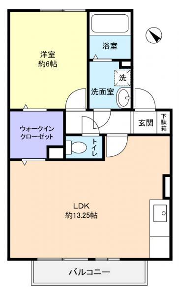 ウィルモアK(1LDK/1階)の間取り写真