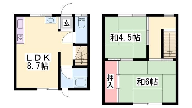 ラパス田園(2LDK/1階)の間取り写真