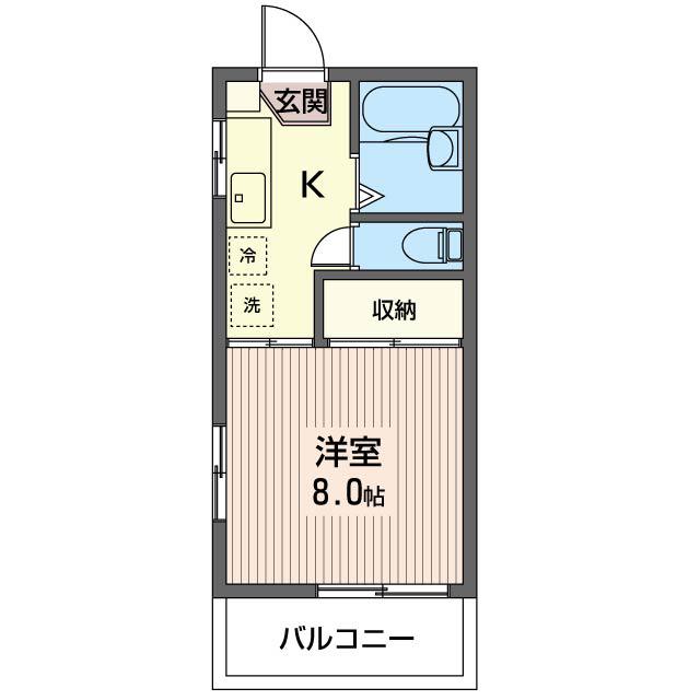 エクセル市ヶ谷A(1K/2階)の間取り写真