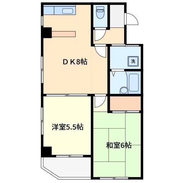 ゴールドコート谷原(2DK/3階)の間取り写真