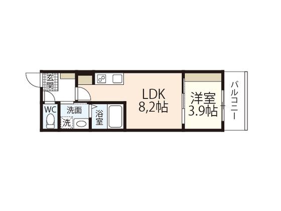 LIEN五日市(1LDK/1階)の間取り写真