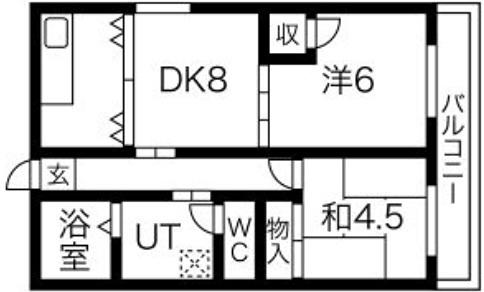 エアロプレーンII(2LDK/2階)の間取り写真
