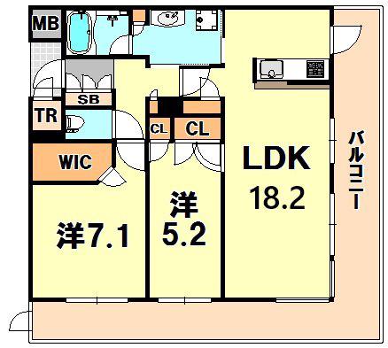 Dグラフォート神戸三宮タワー(2LDK/26階)の間取り写真