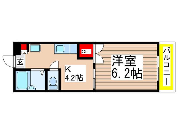 グロースハイツ(1K/1階)の間取り写真