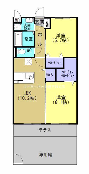 エトワール郡山(2LDK/1階)の間取り写真