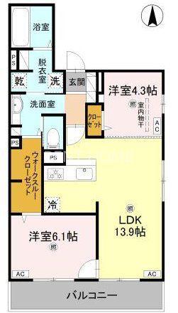 D-ROOM高井田元町(2LDK/3階)の間取り写真