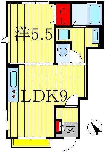 カーサフェリーチェ A・B(1LDK/1階)の間取り写真