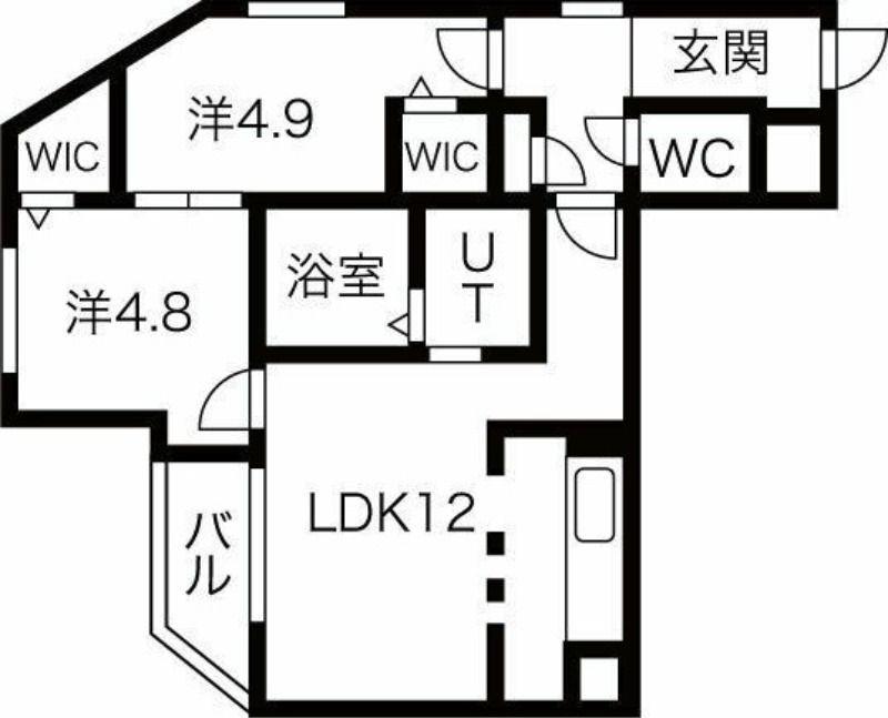 レジデンス北18条(2LDK/2階)の間取り写真