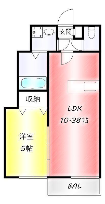 ブレッザ遠賀野C棟(1LDK/1階)の間取り写真