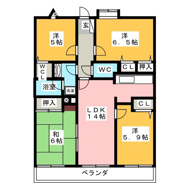 ダイアパレス鵜の森公園西(4LDK/3階)の間取り写真