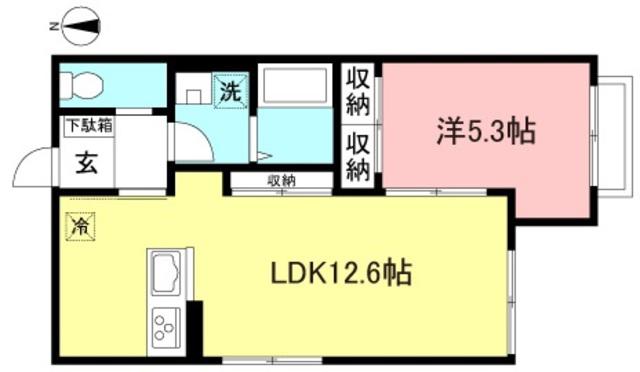 CHIFFON深大寺(1LDK/2階)の間取り写真