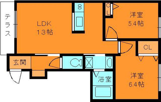 シャーメゾン疋相(2LDK/1階)の間取り写真
