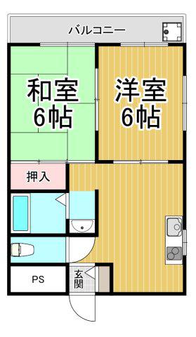 ロータリービルド西宮(2DK/1階)の間取り写真