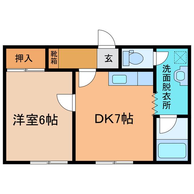 ショコラ1039(1DK/2階)の間取り写真