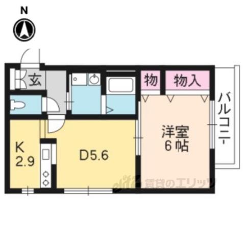 ヴィラージュはんのきばら(1LDK/1階)の間取り写真