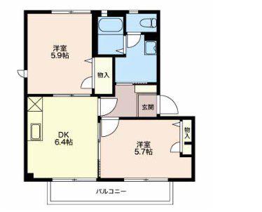 フォレストエバーINN(2DK/2階)の間取り写真