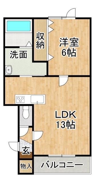 ALPHA IV(1LDK/2階)の間取り写真